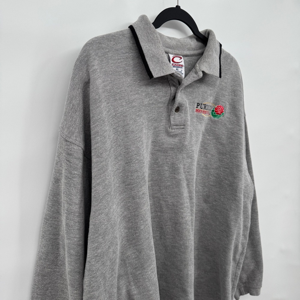 VTG Purdue 2001 Rose Bowl Mens XL Gray Long Sleeve‎ Polo Shirt - Picture 3 of 7